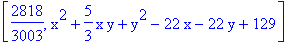 [2818/3003, x^2+5/3*x*y+y^2-22*x-22*y+129]